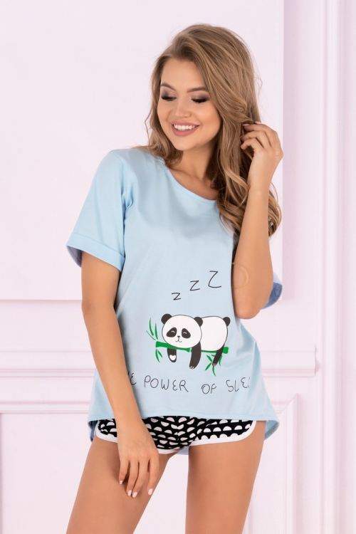 Dámské pyžamo Panda – LivCo Corsetti  L/XL modro – černá