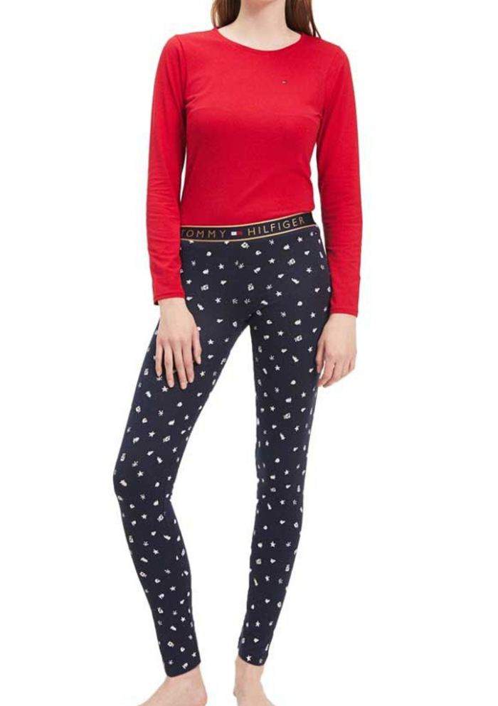Dámske pyžamo Tommy Hilfiger UW0UW02013 L Červená