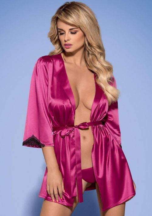 Župan Obsessive Satinia robe pink XXL Ružová